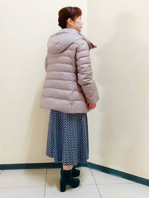 花さんの「Reflect｜【SS-4Lサイズ】フーデッドミドルダウンコート」を使ったコーディネート
