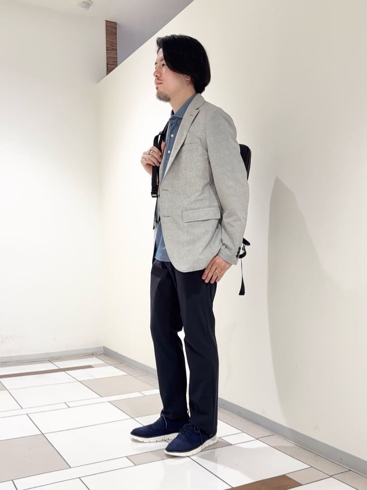 及川さんの「TAKEO KIKUCHI｜【抗菌防臭】COOL DOTS（R）ドビープリント ジャケット」を使ったコーディネート