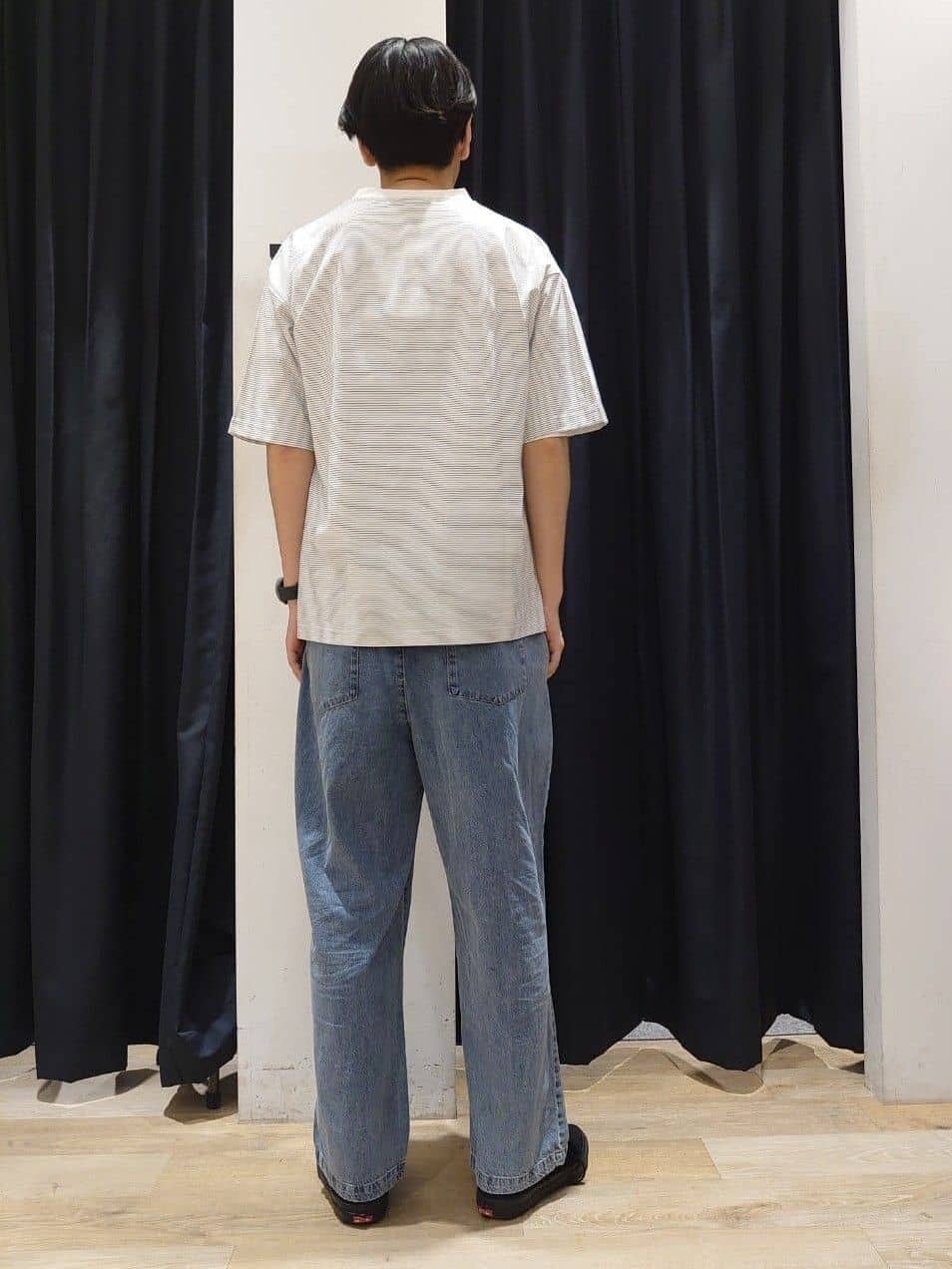 Fさんの「THE SHOP TK｜パーフェクテックボーダー 半袖Tシャツ 吸水速乾／洗濯機OK」を使ったコーディネート