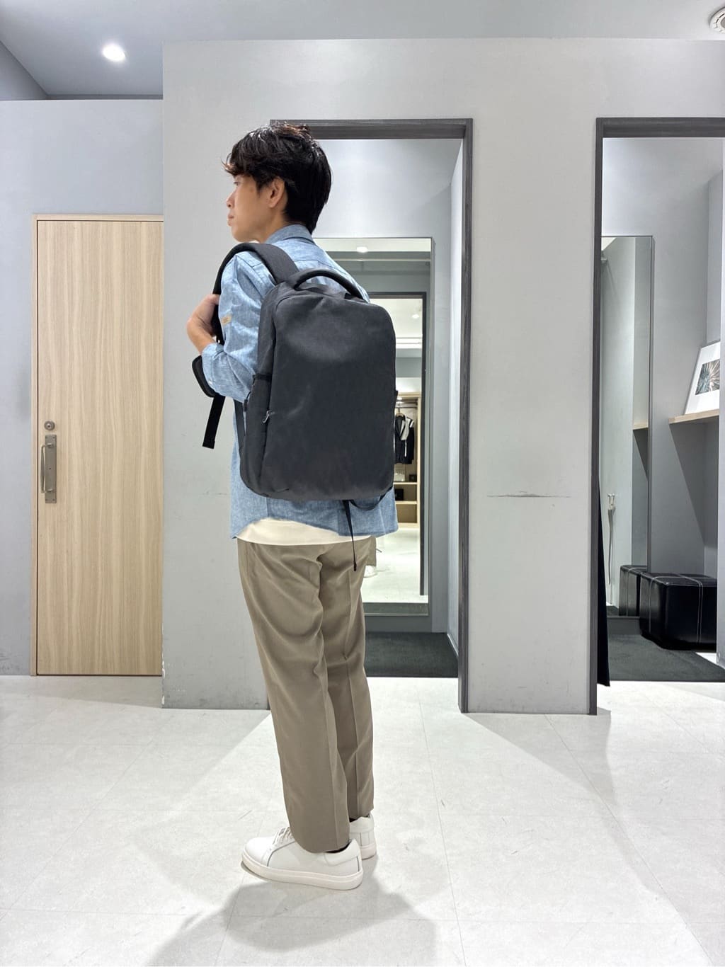 わいずみさんの「TAKEO KIKUCHI｜【COOL CITY WEAR】テーラードTシャツ /接触冷感」を使ったコーディネート
