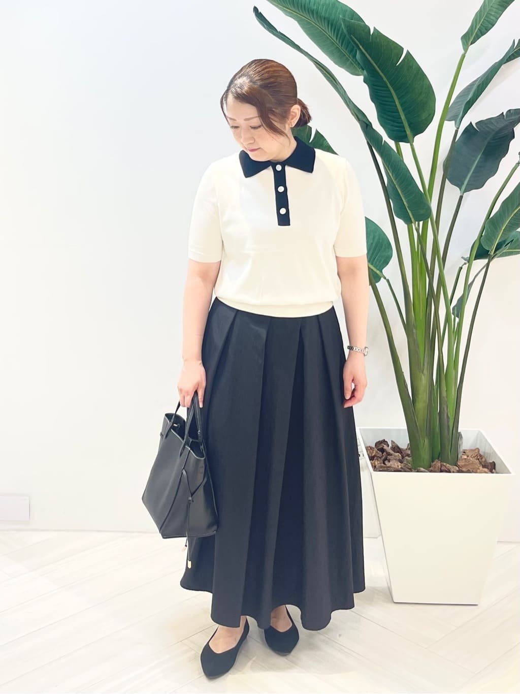 Tomoさんの「UNTITLED｜【トレンド/きれいめ】5分袖ポロニット」を使ったコーディネート