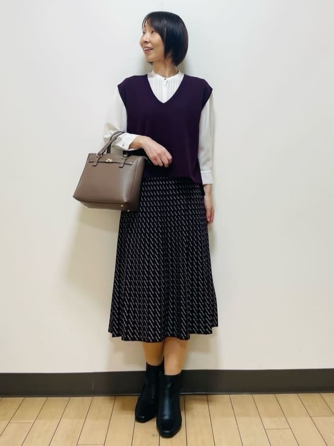 Riiさんの「Reflect｜【配色ボウタイ付き】八分袖ジョーゼットブラウス」を使ったコーディネート
