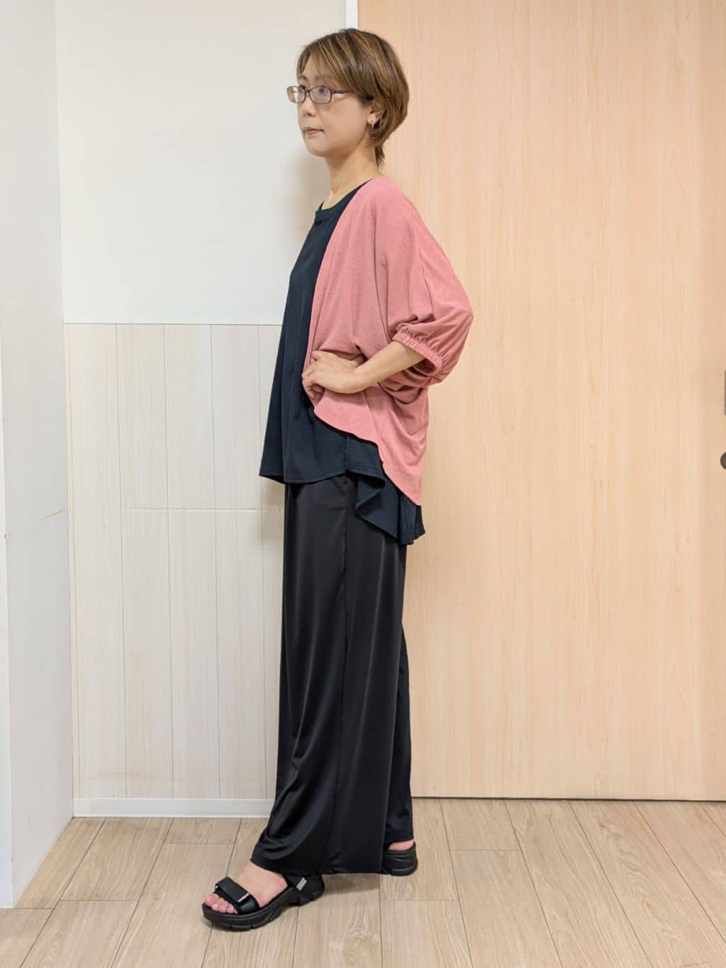 YuAさんの「SHOO･LA･RUE｜【S-LL/洗える/体型カバー/5分袖】涼しくきれいに決まる Aライントップス」を使ったコーディネート