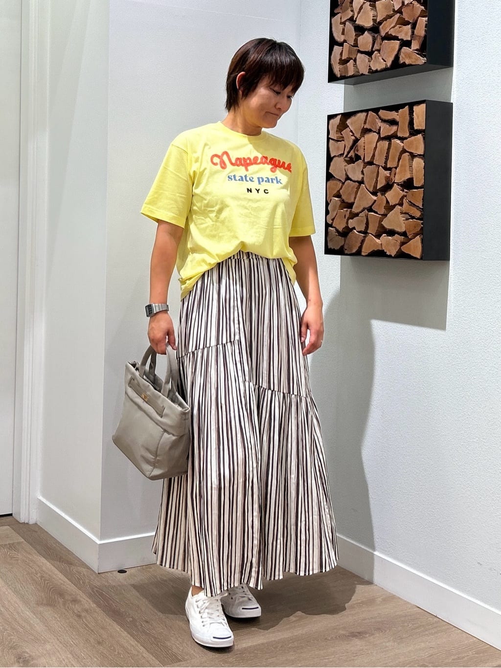 rairaiさんの「Dessin｜【洗える】オーガニックコットンロゴTシャツ」を使ったコーディネート