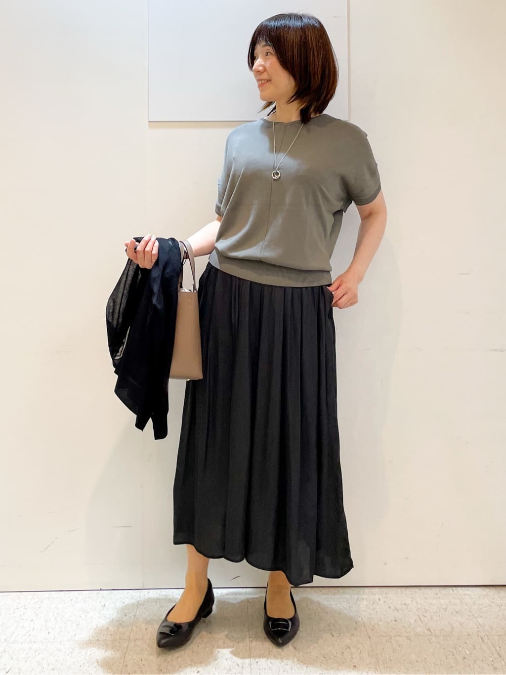 めいさんの「Reflect｜【ウエストゴム仕様／長く着られる◎】スカーチョパンツ」を使ったコーディネート