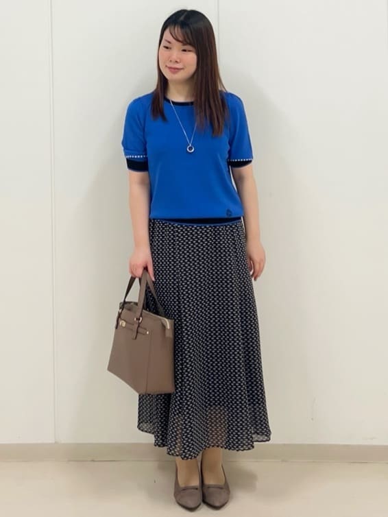 ゆうさんの「Reflect｜【WEB先行カラーあり／手洗い可／アンサンブル可】バイカラー五分袖ニット」を使ったコーディネート