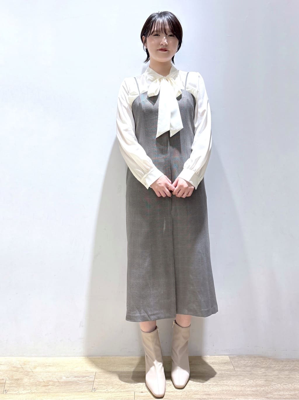 mizukiさんの「index｜アシンメトリーレイヤードボウタイブラウス【洗濯機OK／イージーアイロン／防シワ】《XS～3L》」を使ったコーディネート