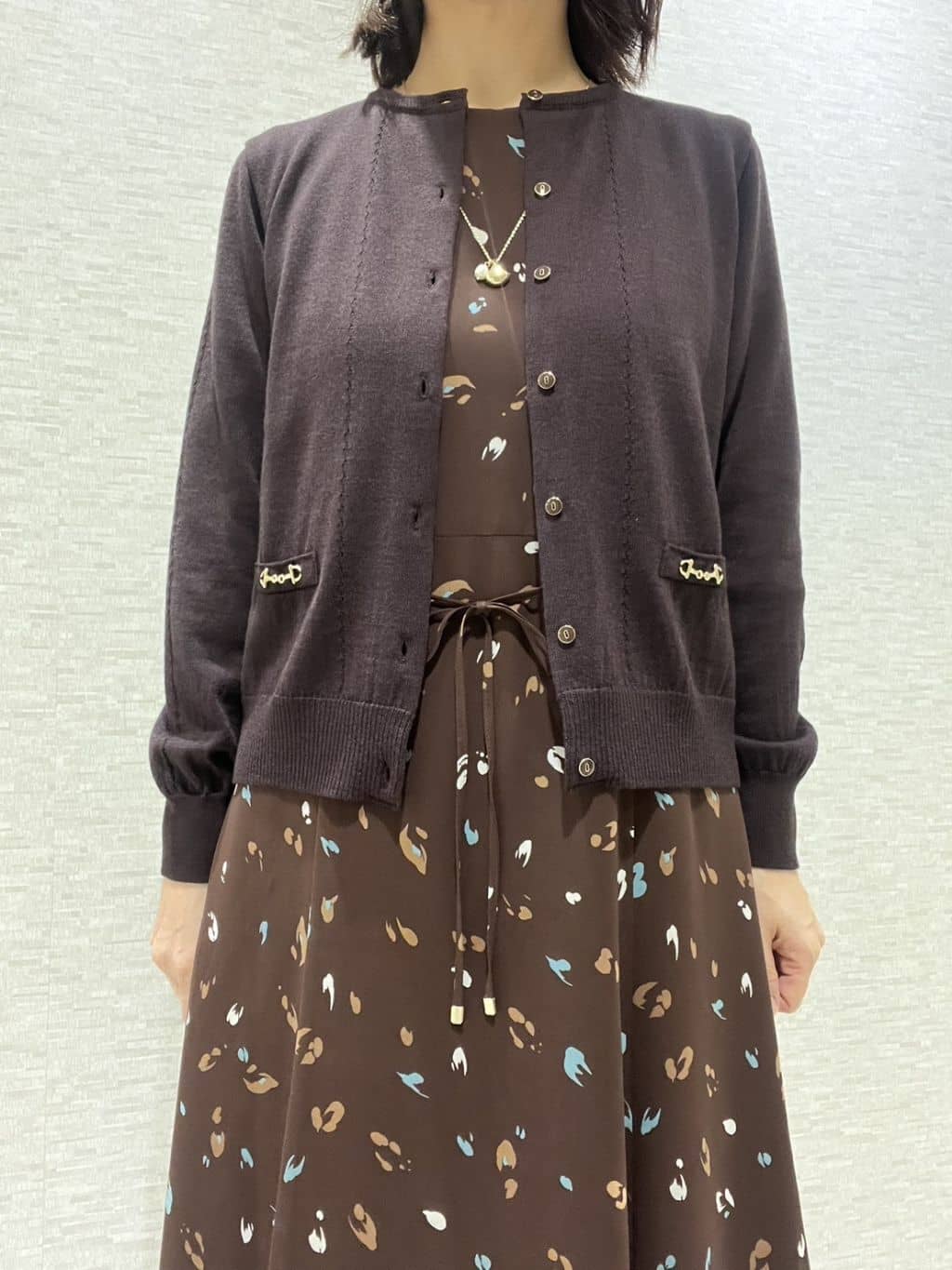 marikoさんの「Reflect｜【ウエストリボン付き】フレアプリントワンピース」を使ったコーディネート