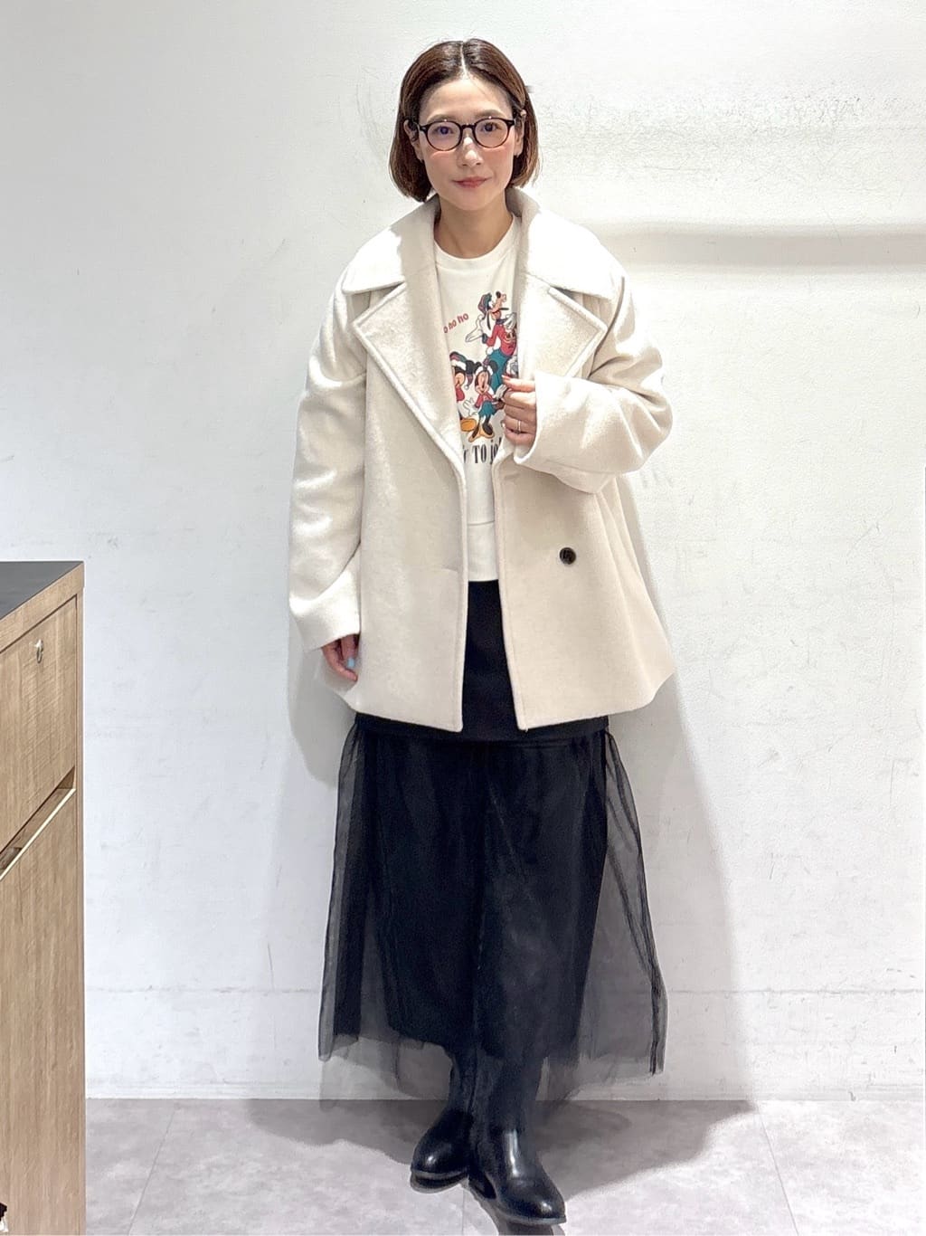 たけねぇさんの「OPAQUE.CLIP｜カシミヤブレンドウールミドルピーコート」を使ったコーディネート