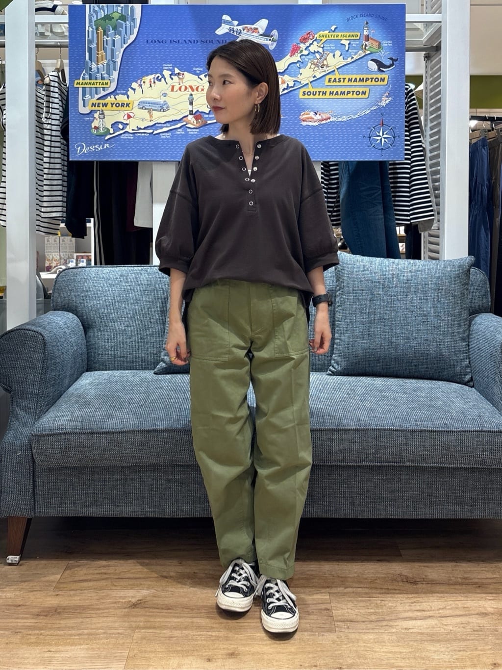 risaさんの「Dessin｜【360度可愛い/前後2WAY/洗える】ライトコットンヘンリーカットソー」を使ったコーディネート