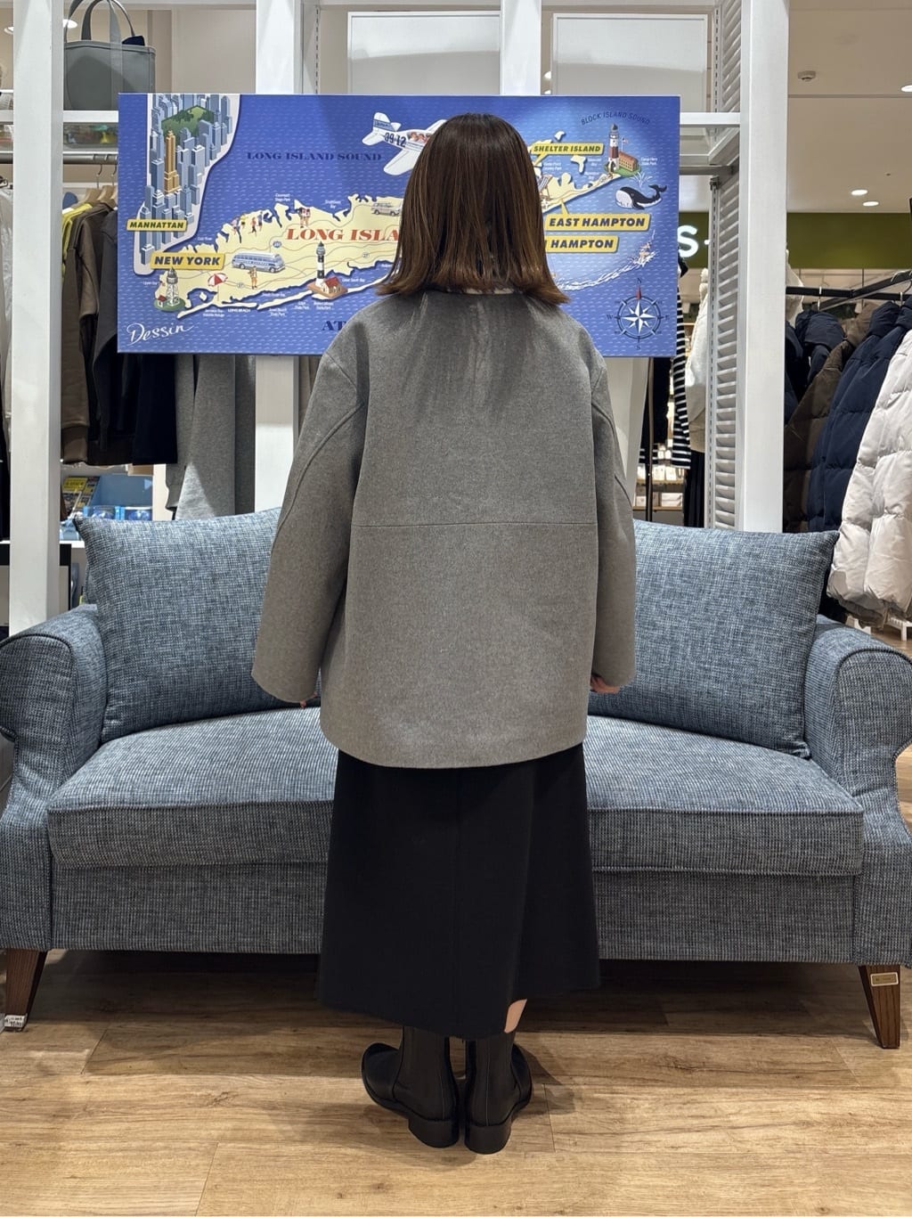 risaさんの「Dessin｜ウール混クルーネックコート」を使ったコーディネート