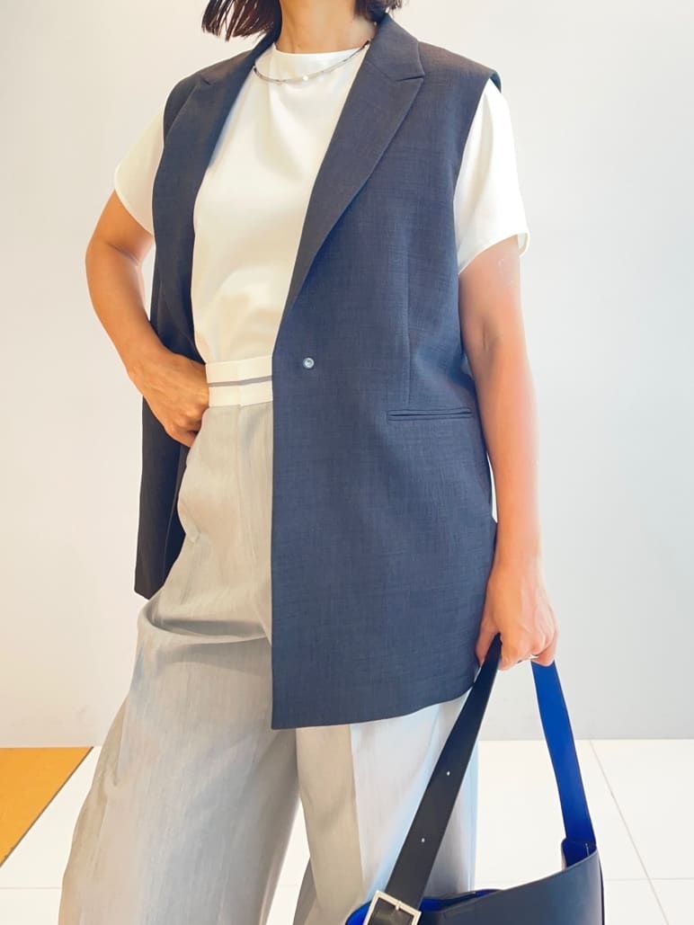 murayamaさんの「INDIVI｜【ウール調素材】ベルトデザインワイドパンツ」を使ったコーディネート