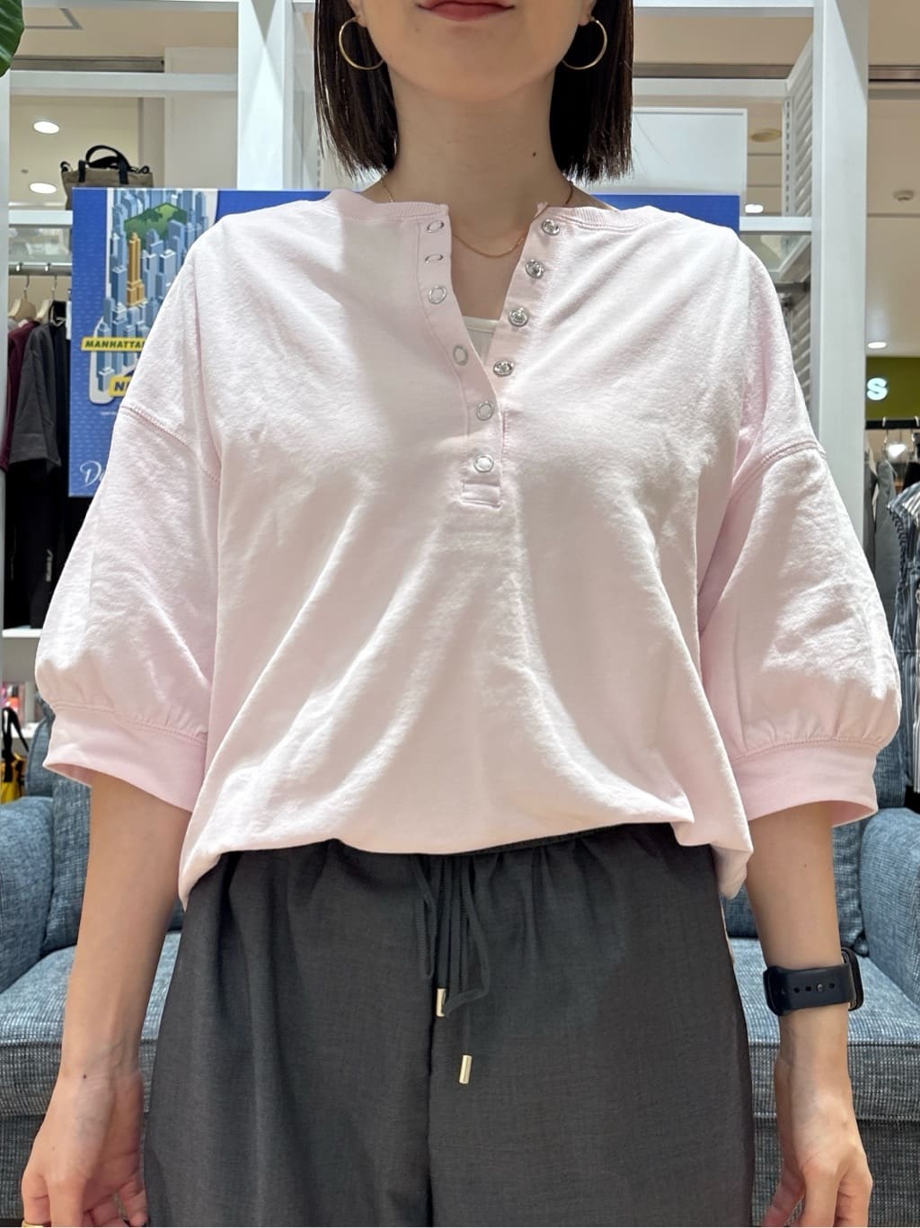 risaさんの「Dessin｜【360度可愛い/前後2WAY/洗える】ライトコットンヘンリーカットソー」を使ったコーディネート