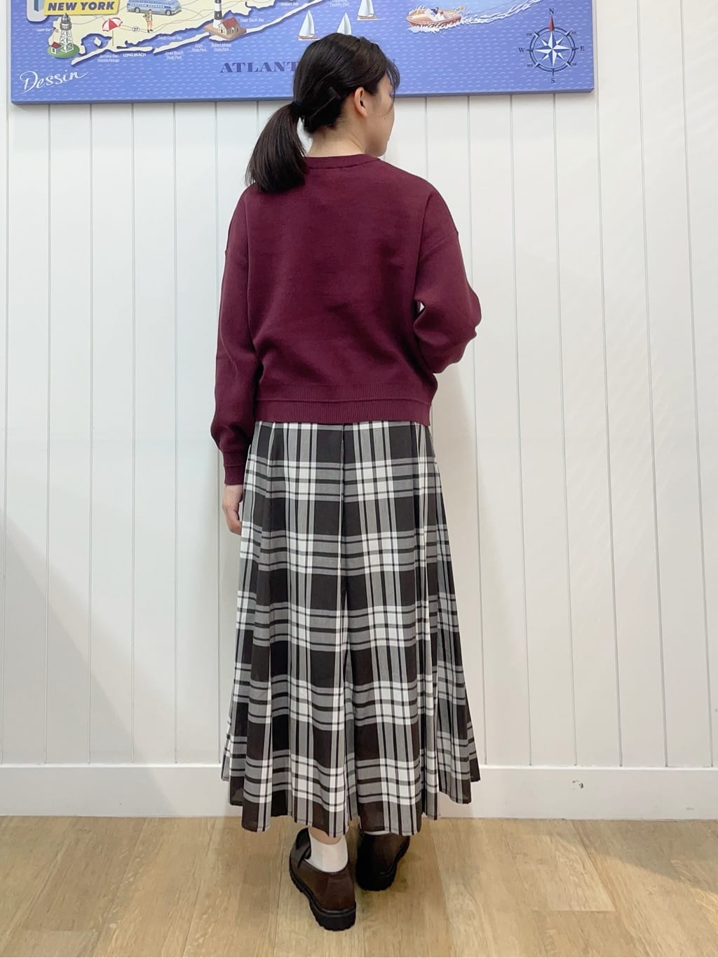 Mayaさんの「Dessin｜【ウエストゴム/洗える】映えチェック柄スカート（XS~L）」を使ったコーディネート