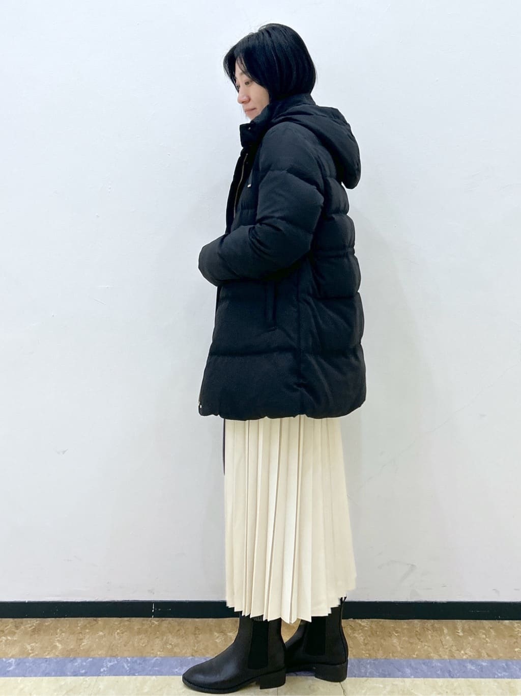 su.さんの「index｜KAWADAダウンドロストミドルコート【撥水／洗濯機OK／2WAY／静電気防止裏地】《XS～3L》」を使ったコーディネート