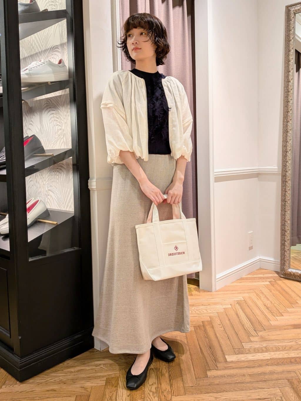 saoriさんの「DRESSTERIOR｜◆ソフトレザーバレエシューズ」を使ったコーディネート
