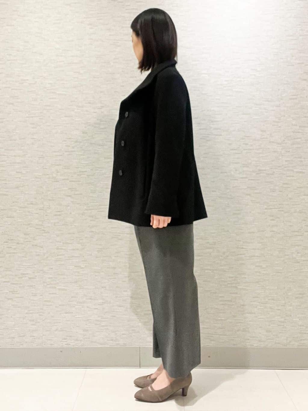 marikoさんの「Reflect｜【SS-4Lサイズ／衿が顔に当たらない◎】スタンドネックミドルコート」を使ったコーディネート