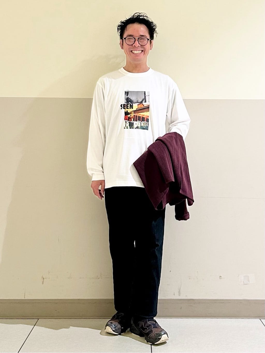 KENJI Iさんの「THE SHOP TK｜【セットでお買い得！】モールニットカーディガン＋長袖Tシャツ　洗濯機OK/吸水速乾・毛玉になりにくい」を使ったコーディネート