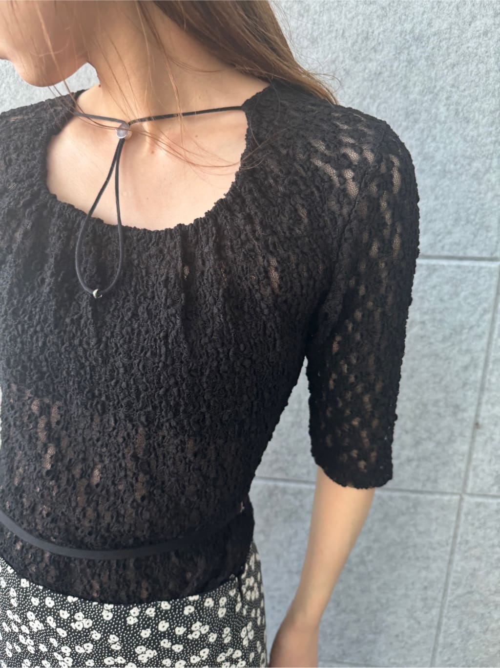 designer yukaさんの「CODE A｜lace layered pullover」を使ったコーディネート