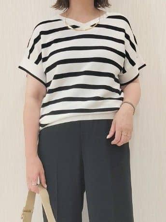 naokoさんの「UNTITLED｜【接触冷感/UVカット/ウエストゴム】センタープレスツイルパンツ」を使ったコーディネート