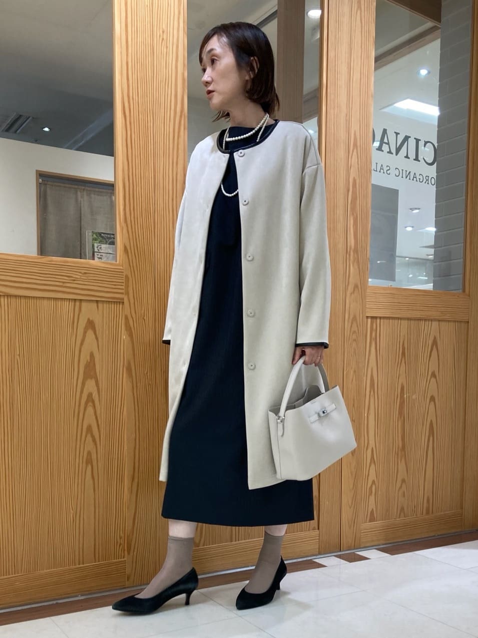 ゆうさんの「UNTITLED｜【洗える/軽羽織り】マシュマロタッチ　スエード調コート」を使ったコーディネート