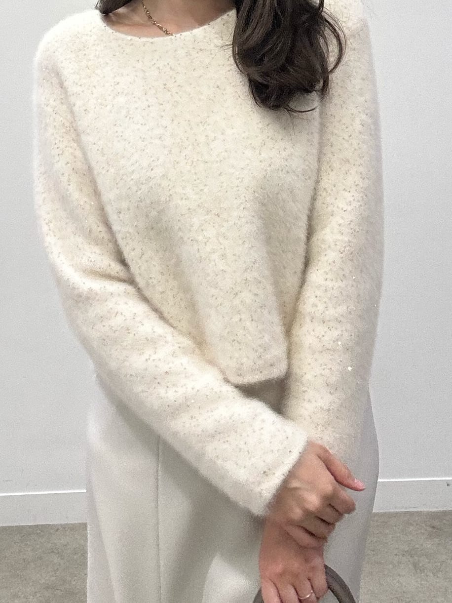 hayaseさんの「COUP DE CHANCE｜【フォックス混】ショート丈ニットトップス」を使ったコーディネート