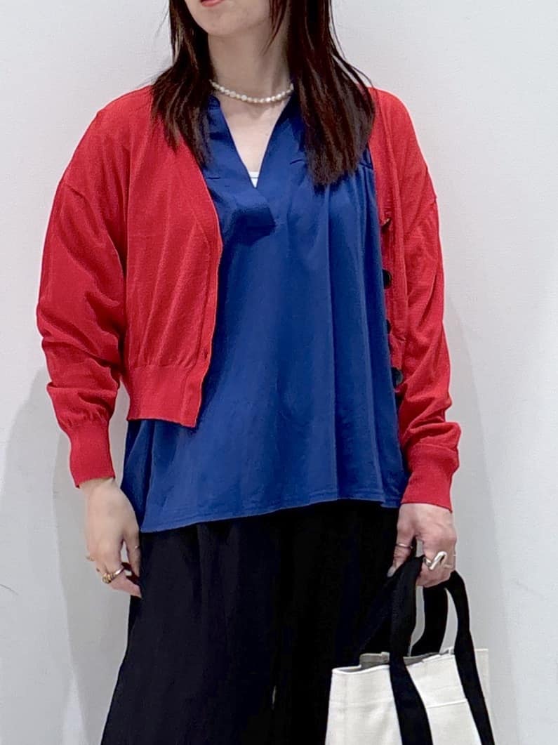 mameさんの「OPAQUE.CLIP｜スキッパーフレアカットソー【接触冷感／洗濯機洗い可】」を使ったコーディネート