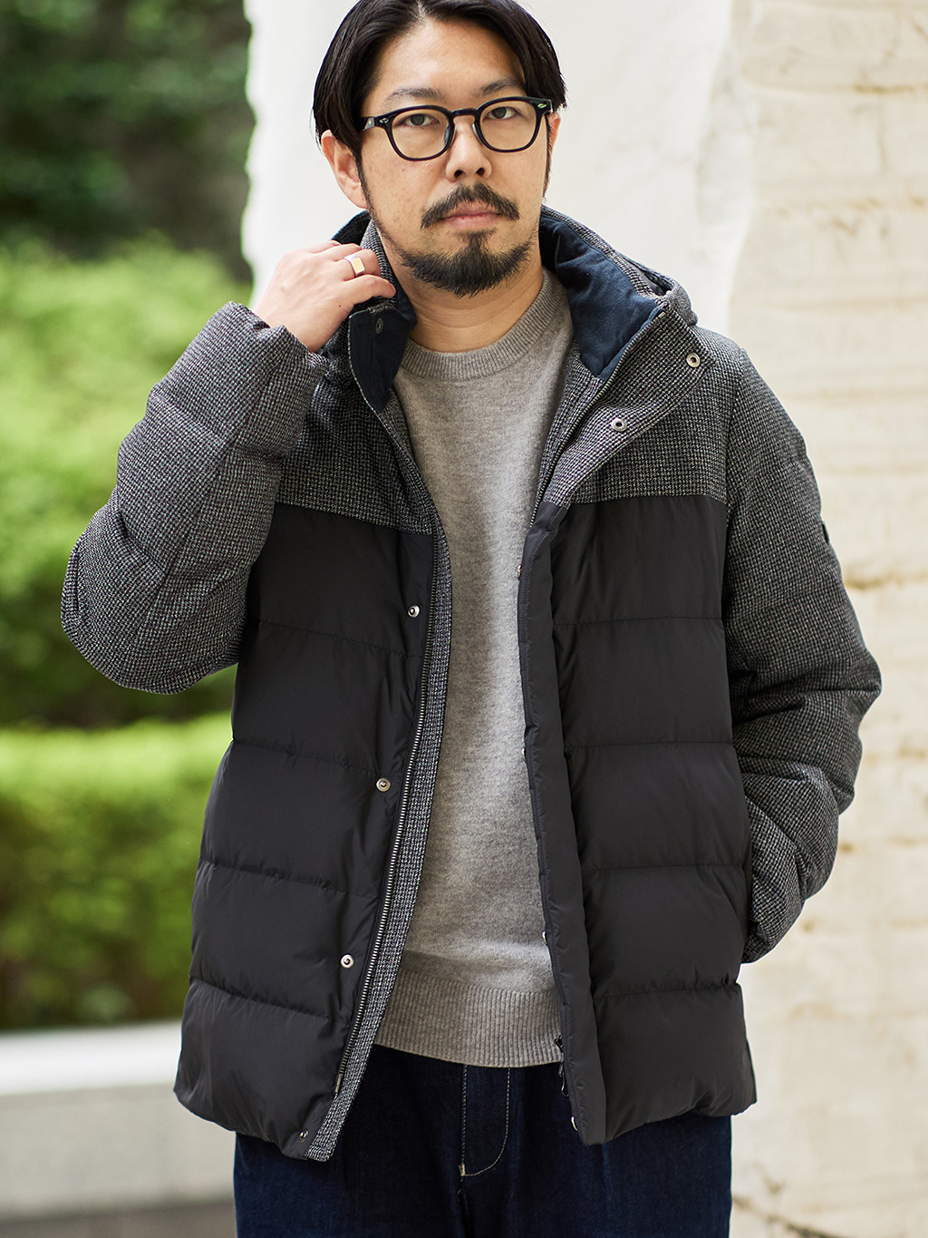 プレス増田さんの「TAKEO KIKUCHI｜カラーコンビ ダウンブルゾン」を使ったコーディネート
