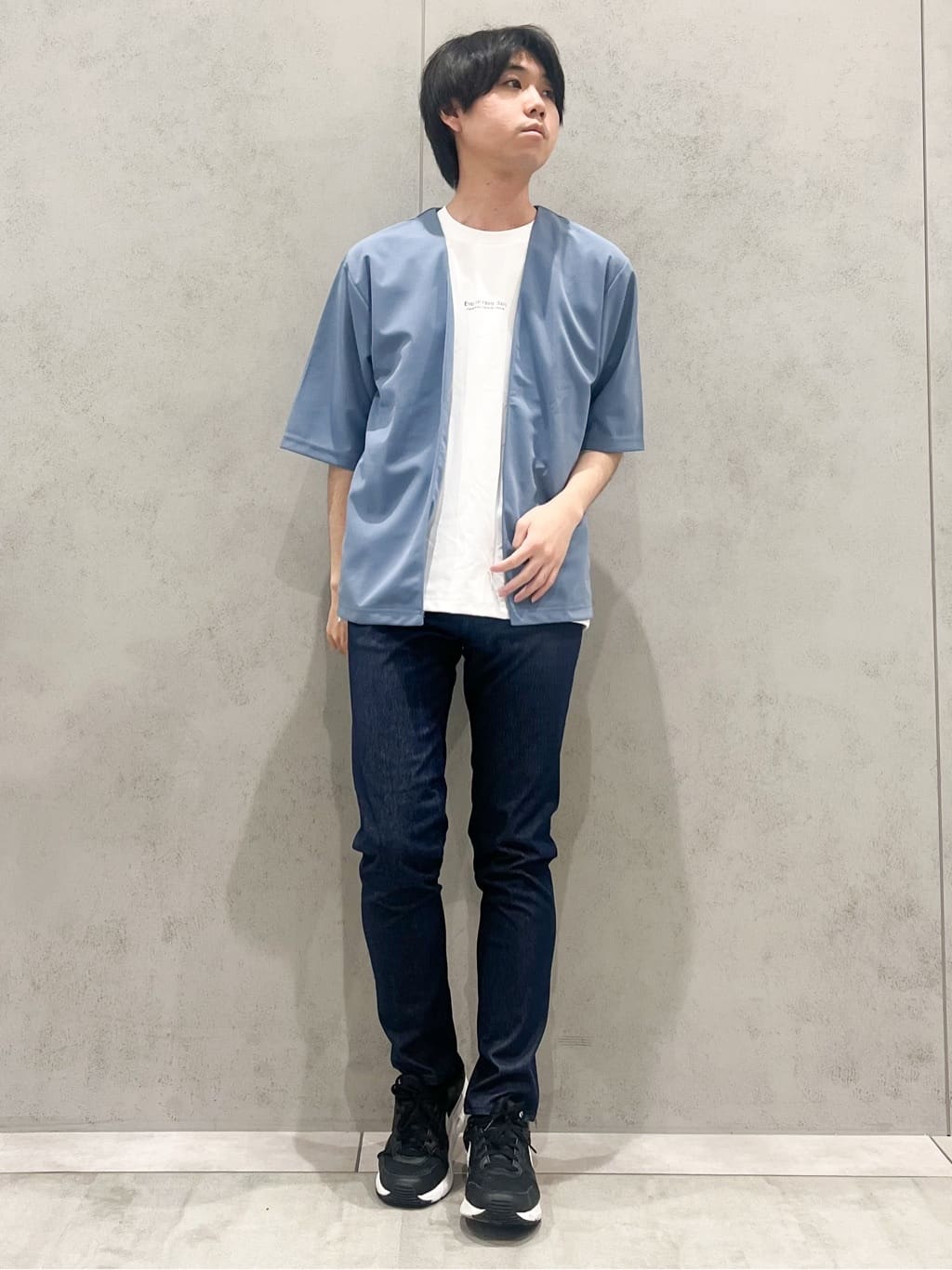 SHI-MAさんの「THE SHOP TK｜五分袖カーディガン+半袖Tシャツセットアイテム 洗濯機OK」を使ったコーディネート