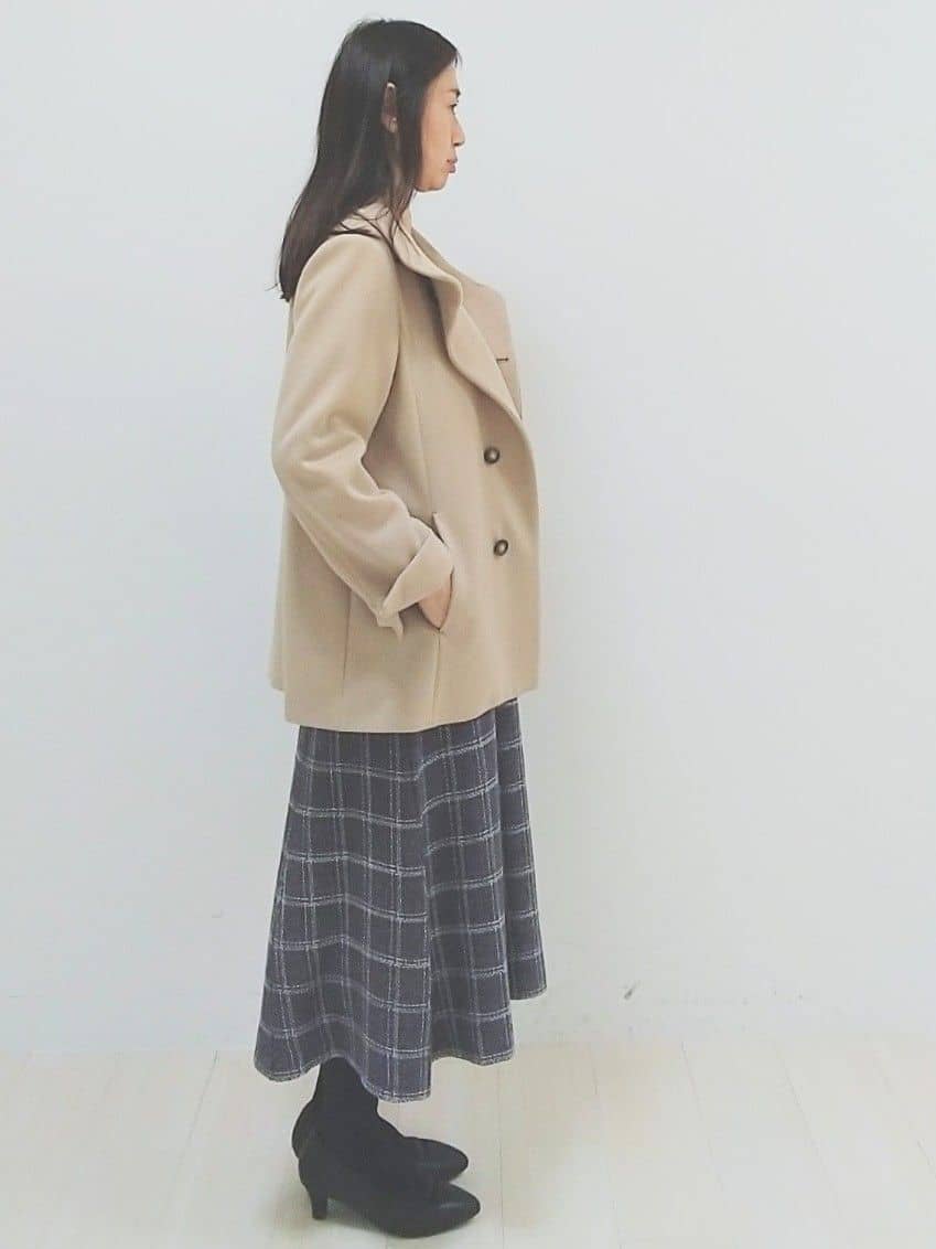 SANAさんの「Reflect｜【SS-4Lサイズ／衿が顔に当たらない◎】スタンドネックミドルコート」を使ったコーディネート