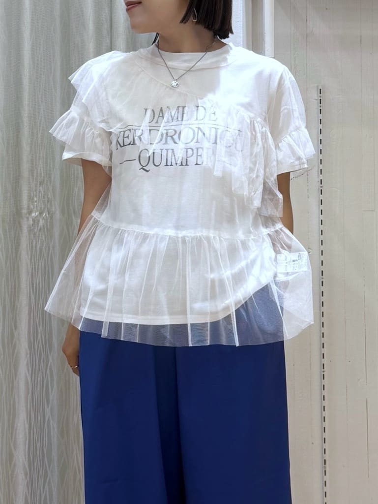 chさんの「THE SHOP TK｜【セットアイテム】チュール&times;ロゴTシャツ/洗える」を使ったコーディネート