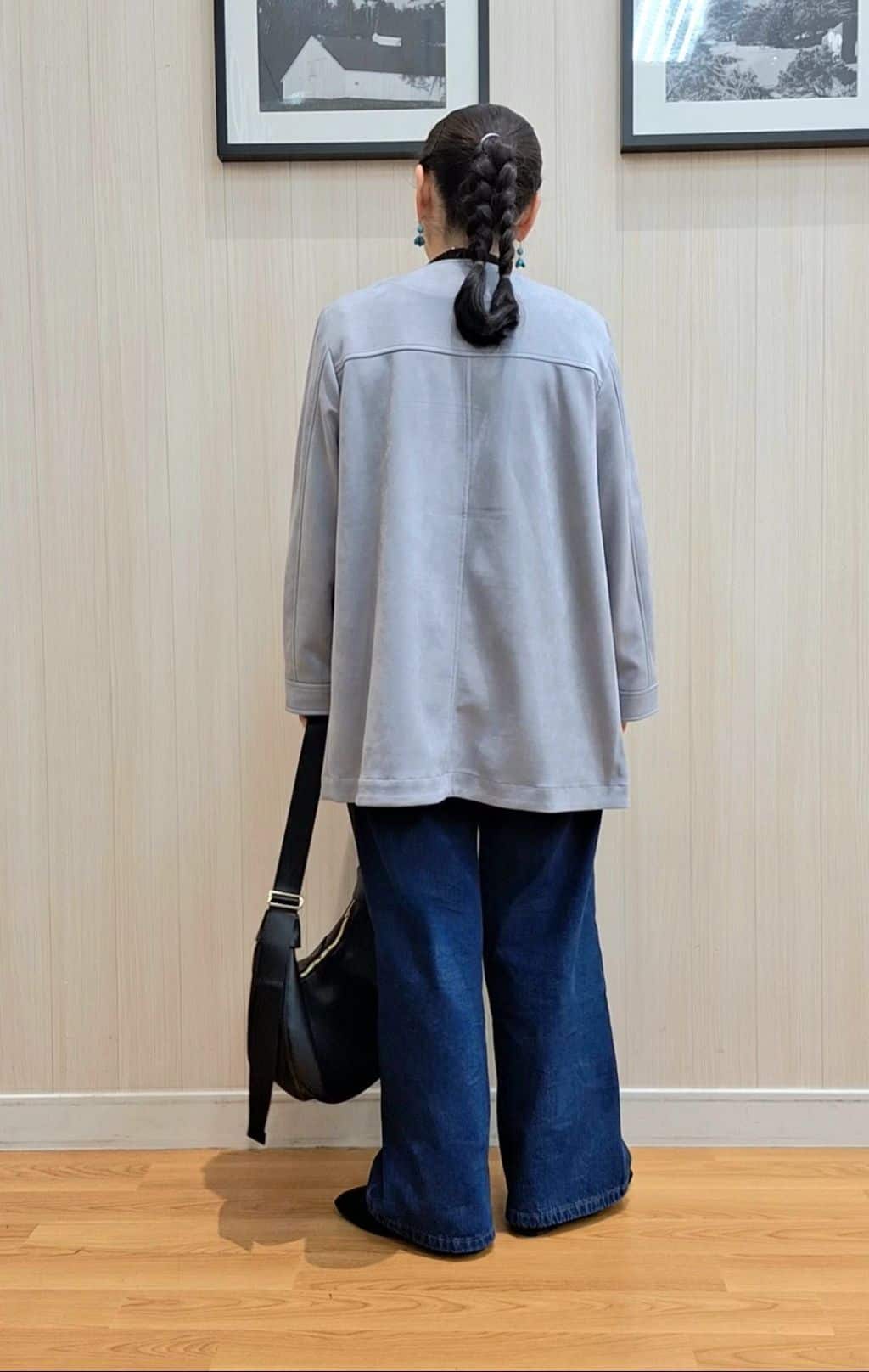 Saoさんの「SHOO･LA･RUE｜【S-LL】上品さを纏う やわらかフェイクスエード ミドル丈ブルゾン」を使ったコーディネート