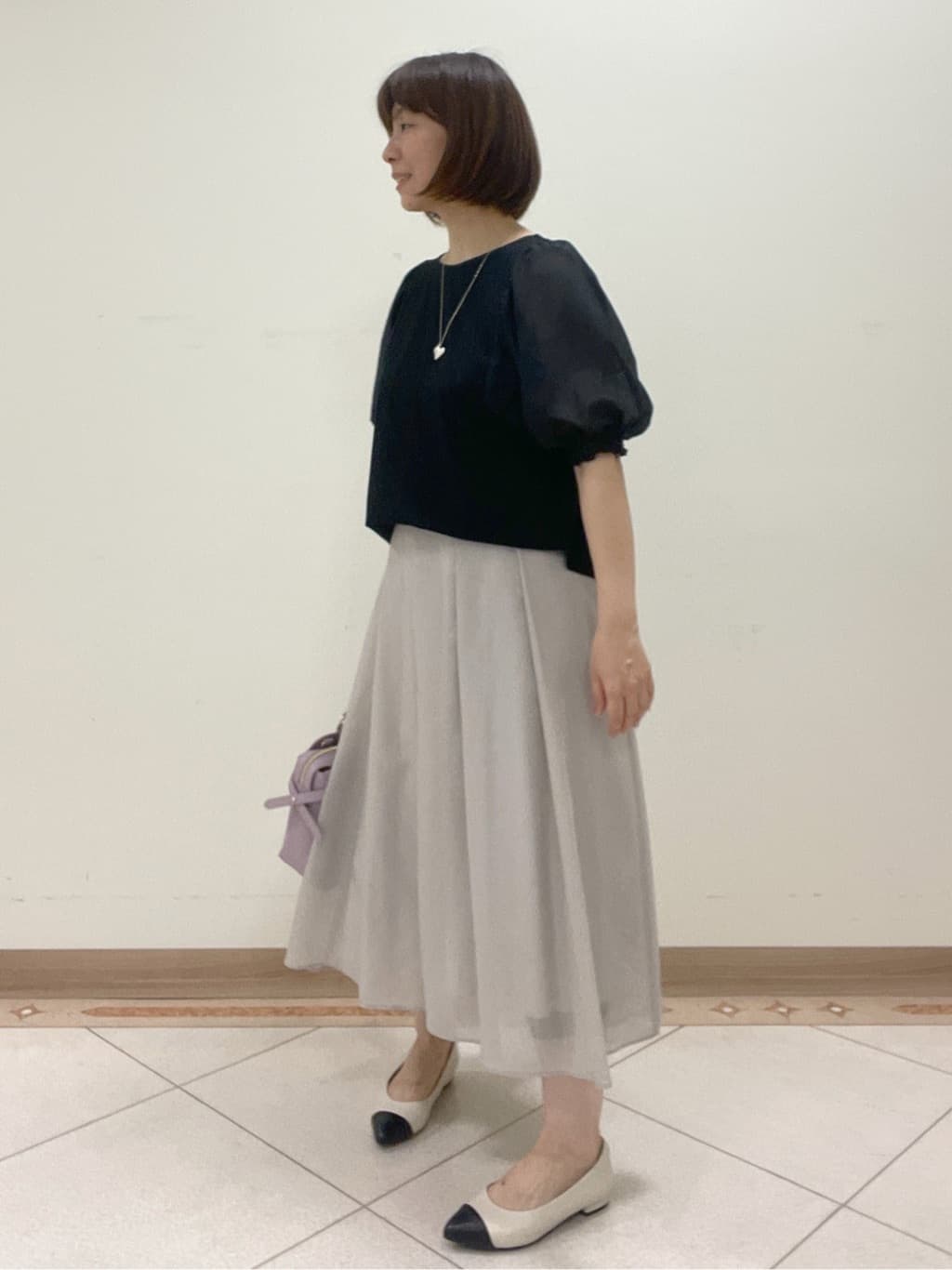hanaさんの「Reflect｜【マシンウォッシュ可／セットアップ可】シアーボックスタックプリーツスカート」を使ったコーディネート