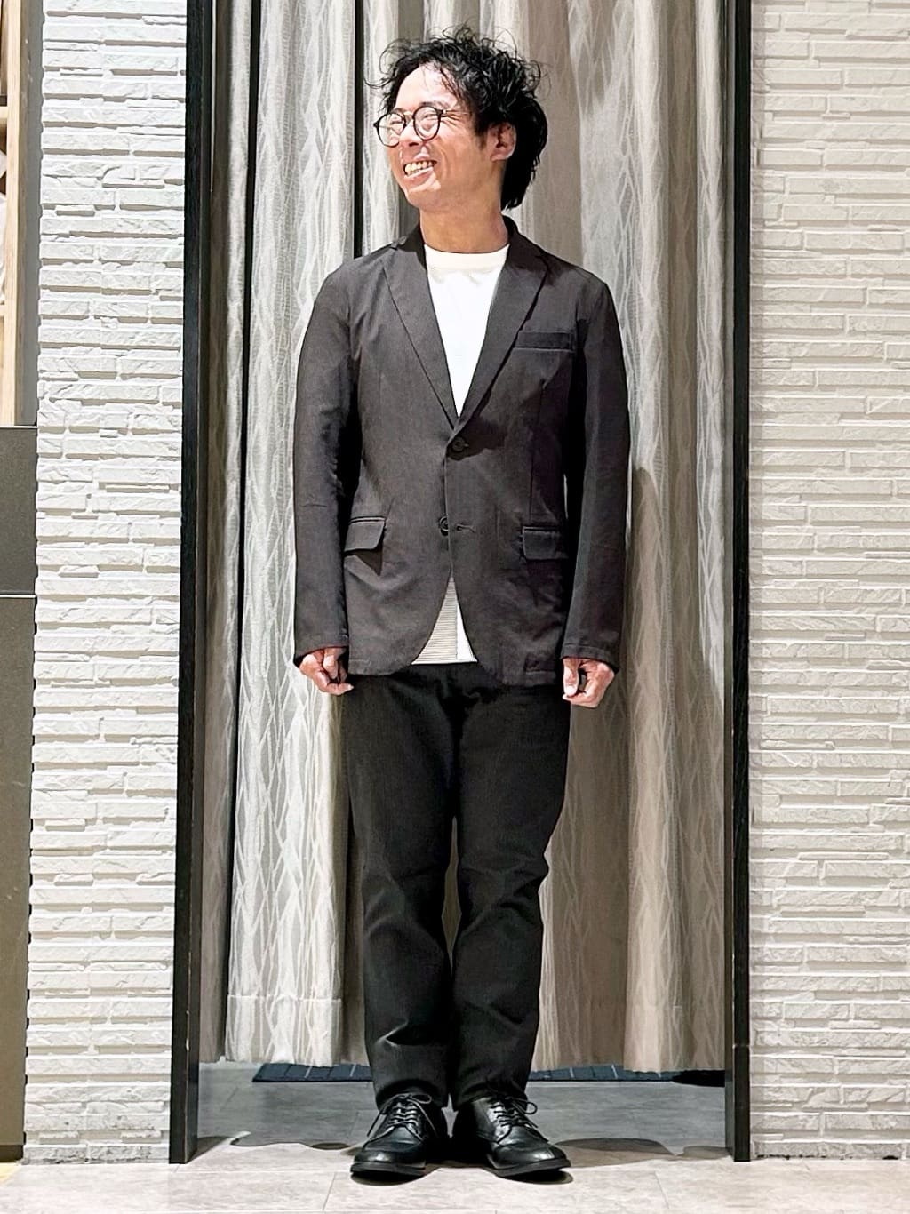 KENJI Iさんの「THE SHOP TK｜パーフェクテックボーダー 半袖Tシャツ 吸水速乾／洗濯機OK」を使ったコーディネート