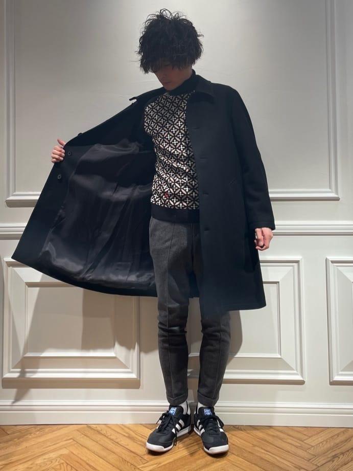 橋本さんの「DRESSTERIOR｜◆【SUPER140&rsquo;sウール】メルトン ステンカラーコート」を使ったコーディネート