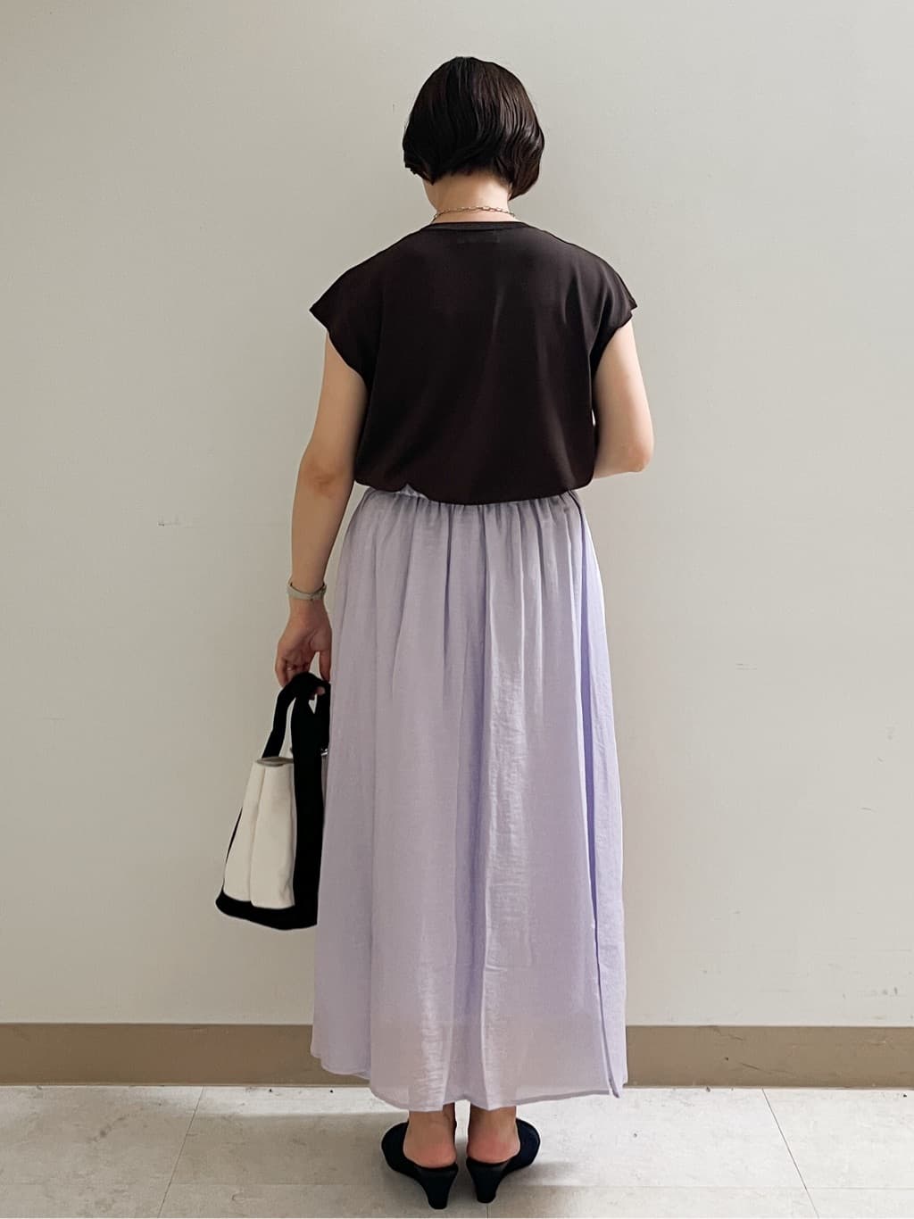 あかねさんの「OPAQUE.CLIP｜ロゴフレンチスリーブニット【洗濯機洗い可／UV／接触冷感／抗ピル】」を使ったコーディネート