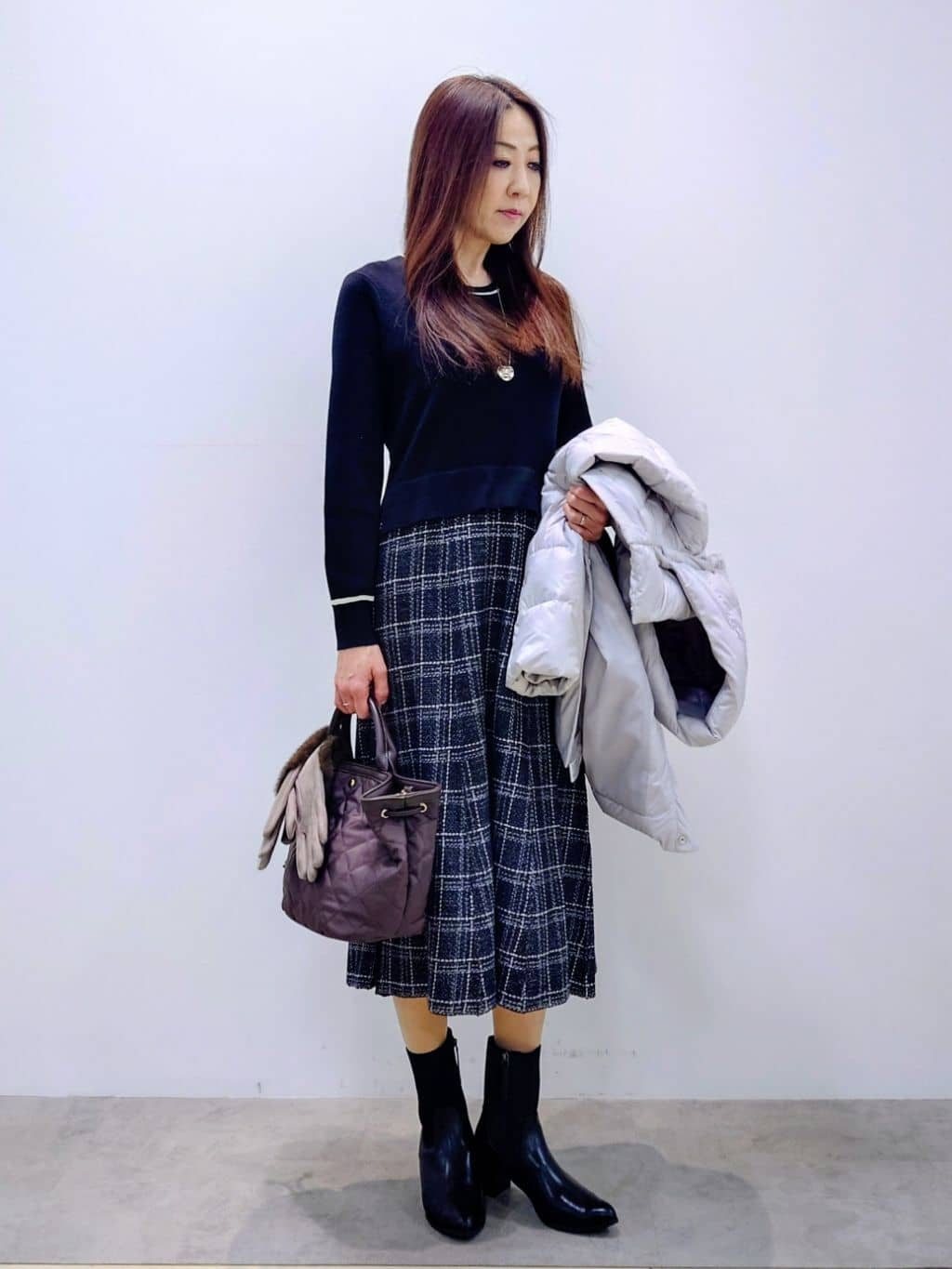 yoshiさんの「Reflect｜【SS-4Lサイズ】フーデッドミドルダウンコート」を使ったコーディネート