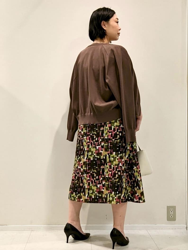 YUMIKOさんの「UNTITLED｜【洗える/前開きボタン/ベルト付】ブロック柄ワンピース」を使ったコーディネート