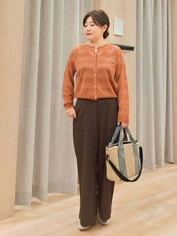 ふるさんの「grove｜シアーボーダーカーディガン」を使ったコーディネート
