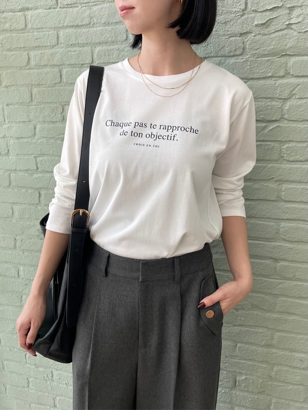 NATSUMIさんの「grove｜【UVカット】ロゴアソートベーシックロンT」を使ったコーディネート