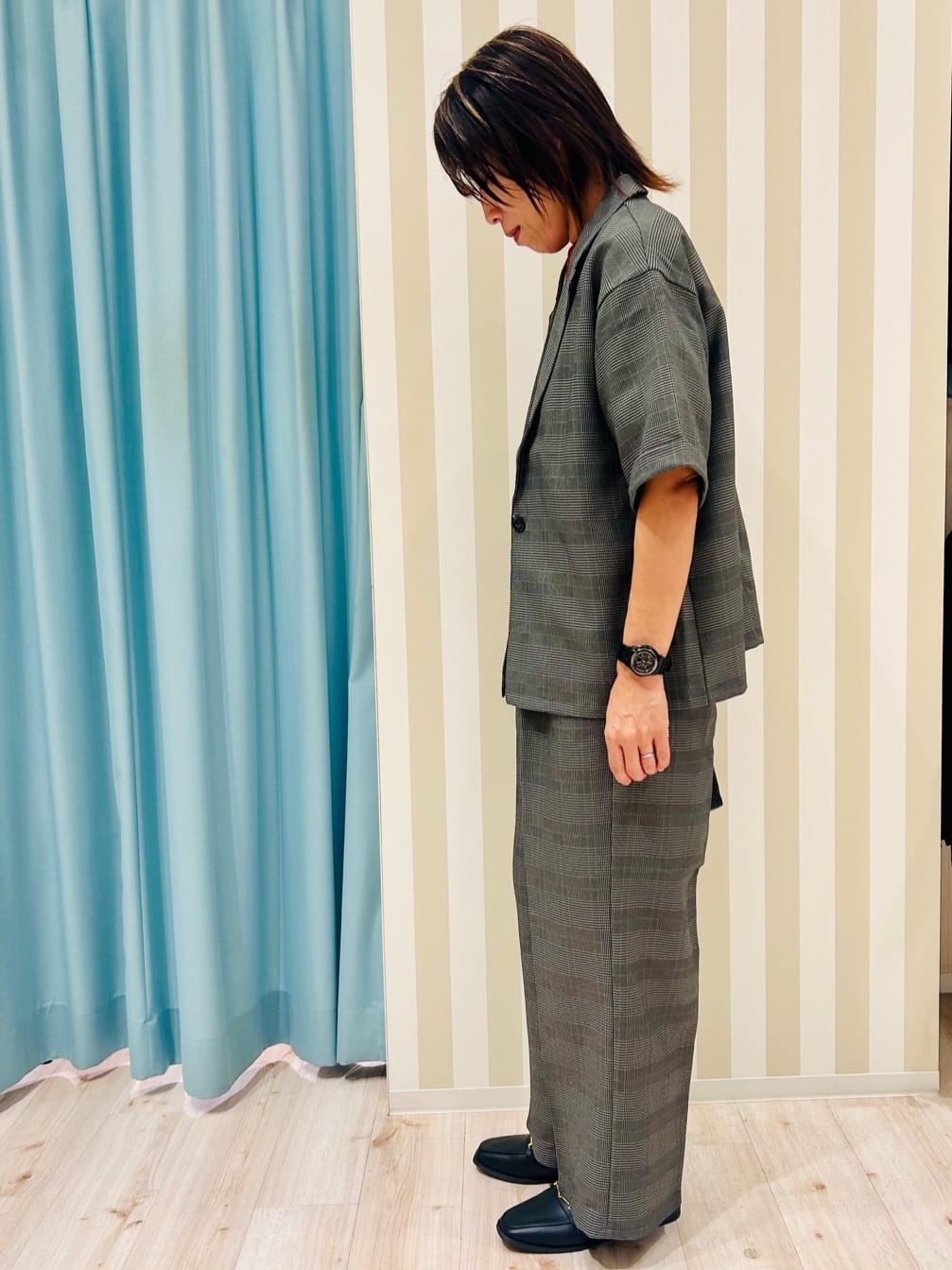 ふっきーさんの「SHOO･LA･RUE｜【セットアップ可/洗濯後しわになりにくい】5分袖テーラードジャケット」を使ったコーディネート