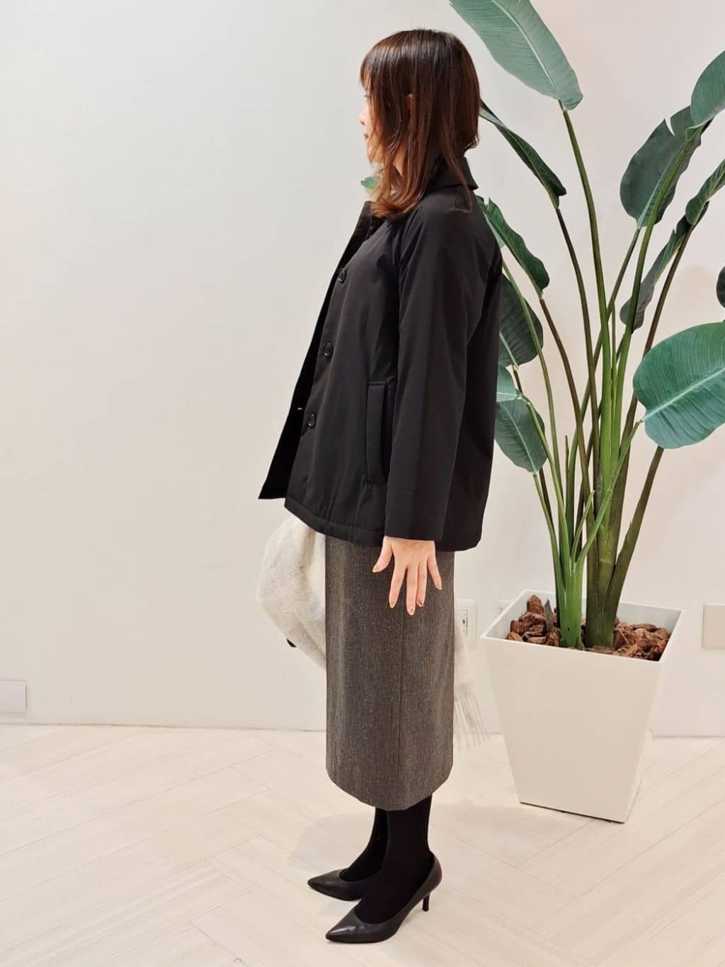 YuKaRiさんの「UNTITLED｜【超軽量／蓄熱】ライトパフステンカラーコート」を使ったコーディネート