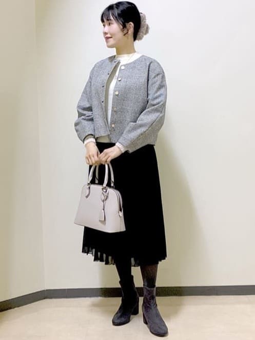  beni_gingerさんの「Reflect｜【秋映え／重ね着風スタイルに◎】フリルプリーツスリーブニット」を使ったコーディネート