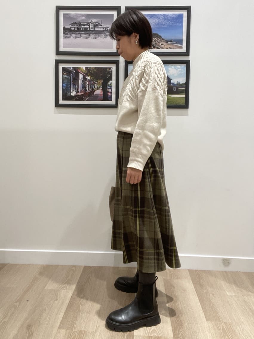 Naoさんの「Dessin｜【洗える】チェック柄起毛フレアスカート」を使ったコーディネート
