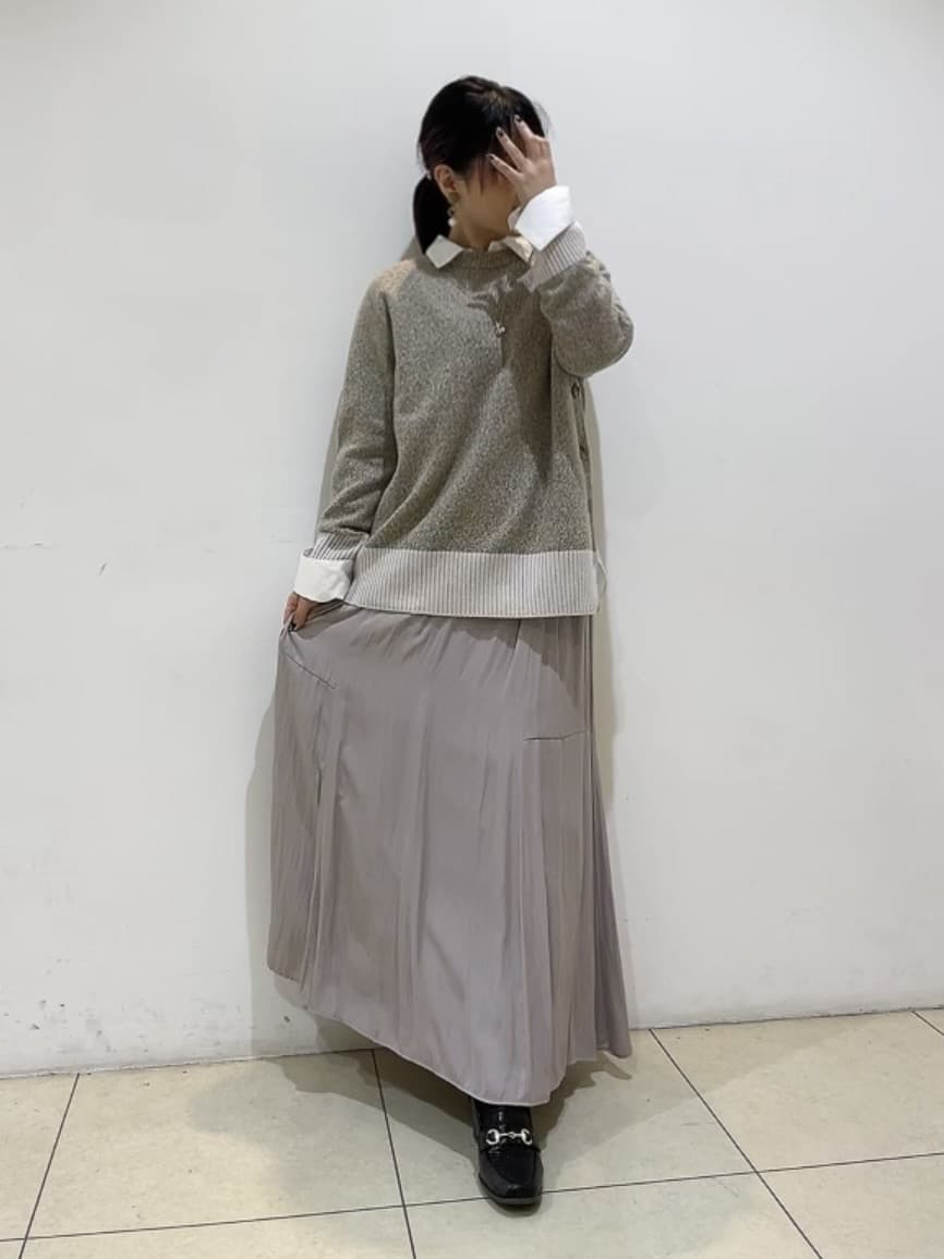 watanabeさんの「UNTITLED｜【重ね着もおすすめ/洗える】ウールカシミヤ クルーネックニット」を使ったコーディネート