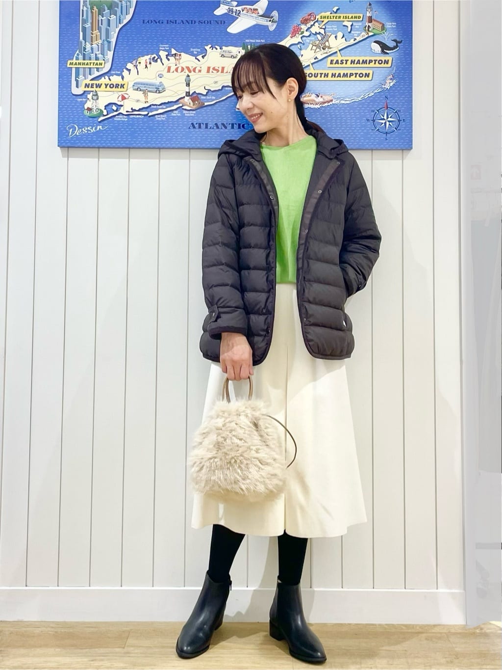 uwatokoさんの「Dessin｜【撥水・2WAY】ミュラーダウンコートミドル丈」を使ったコーディネート