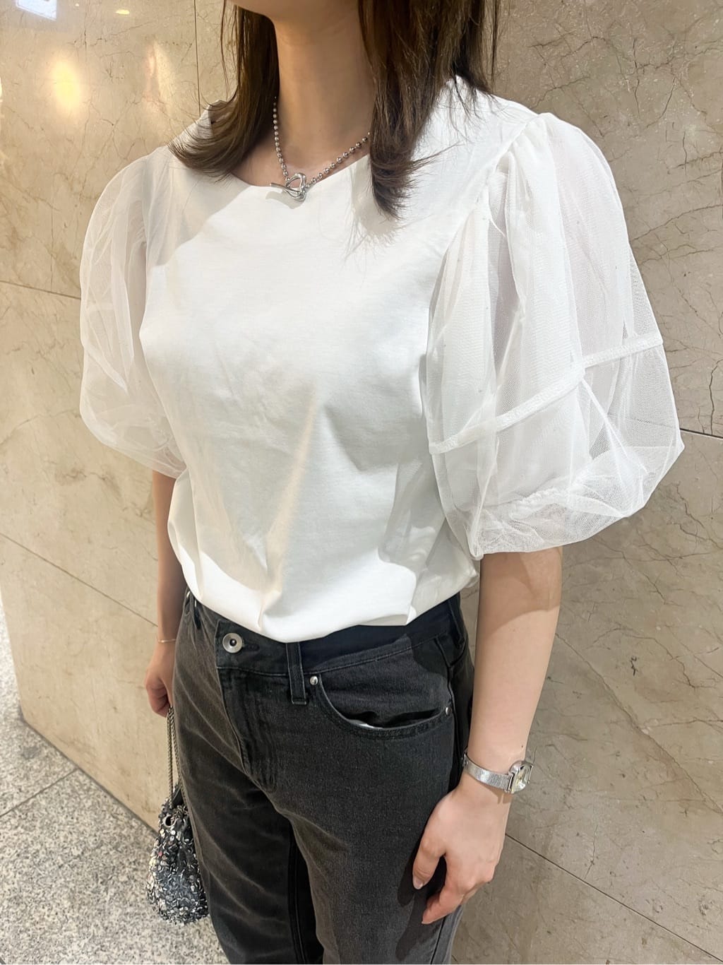 まひるさんの「index｜《丈が選べる》ストレートデニムパンツ【洗濯機洗い可】」を使ったコーディネート