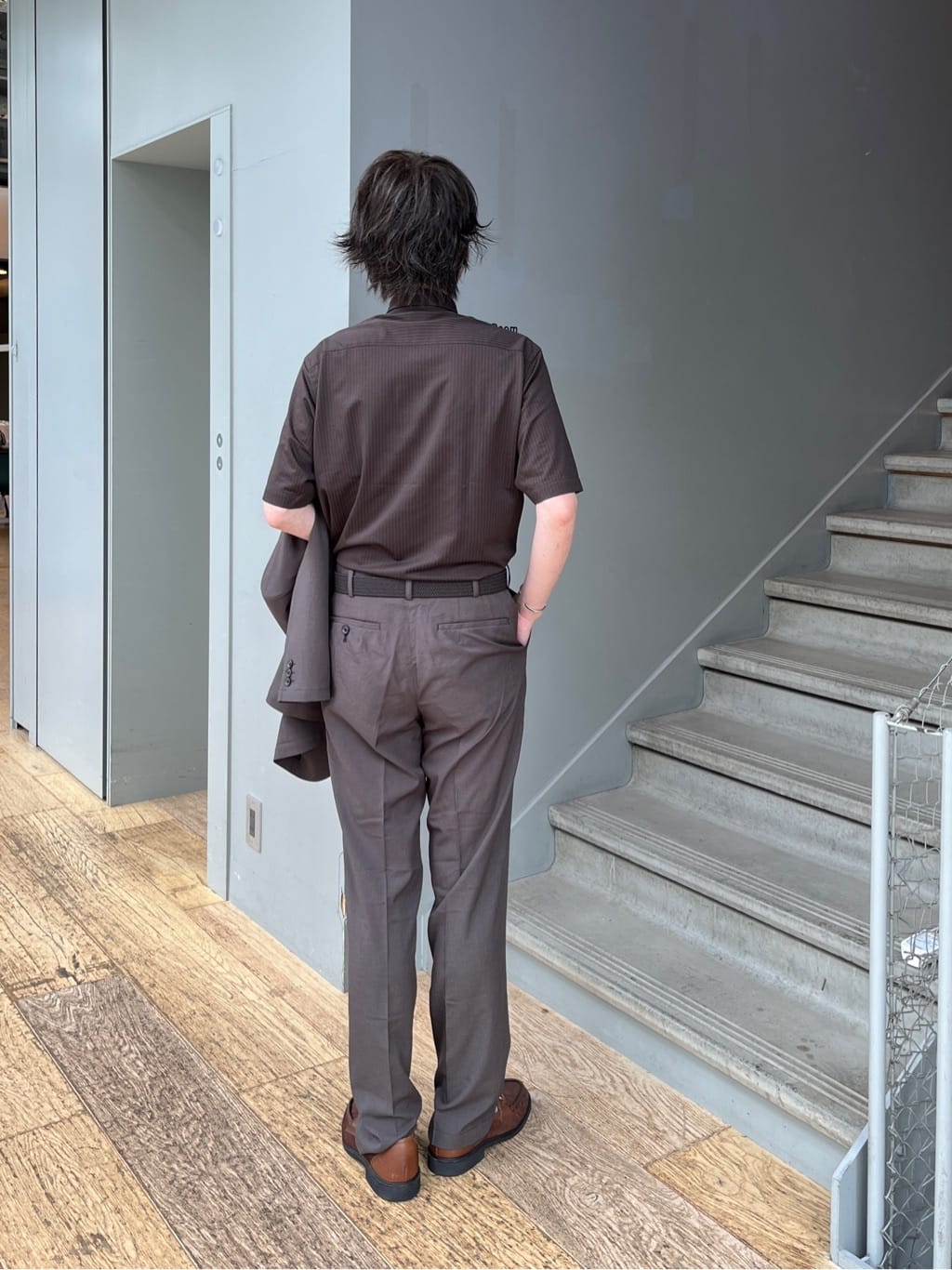 Shintaroさんの「TAKEO KIKUCHI｜【COOL CITY WEAR】ストライプジャージ ボタンダウンシャツ /接触冷感」を使ったコーディネート