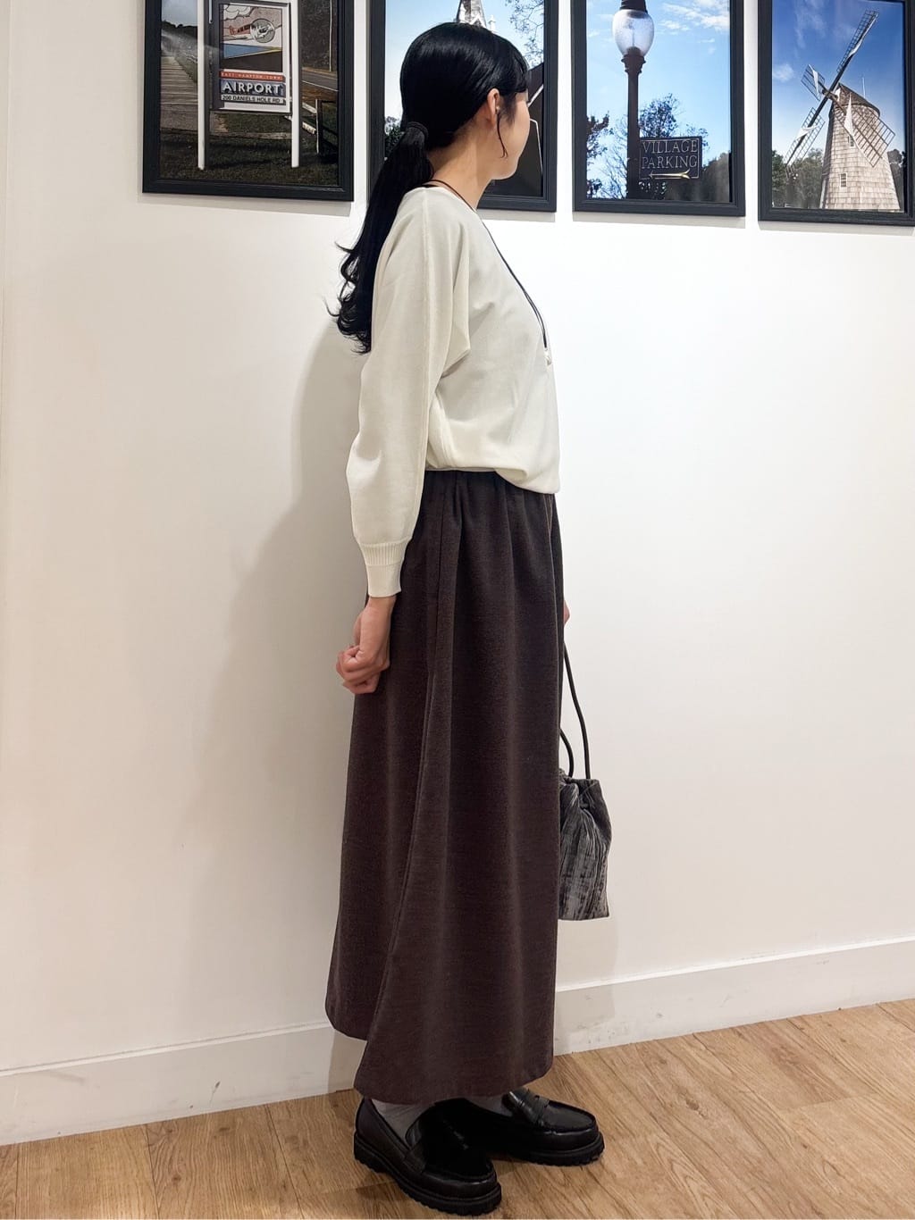 Ririkaさんの「Dessin｜【ウエストゴム/洗える】起毛フレアシルエットパンツ」を使ったコーディネート