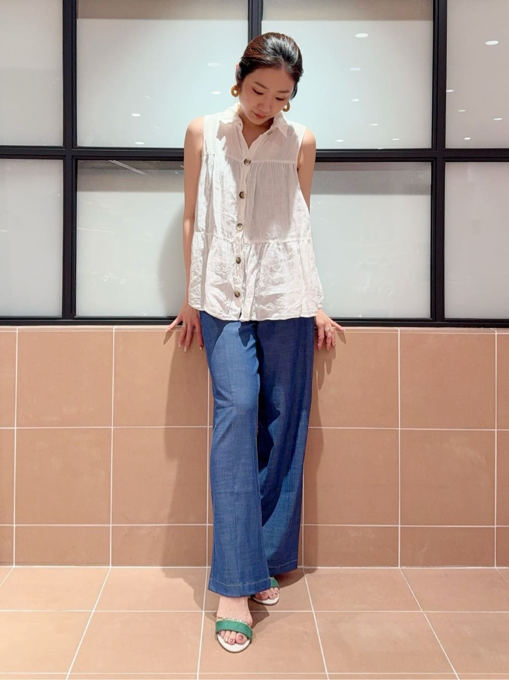 kaoriさんの「ESPERANZA｜カラーヒールサンダル」を使ったコーディネート